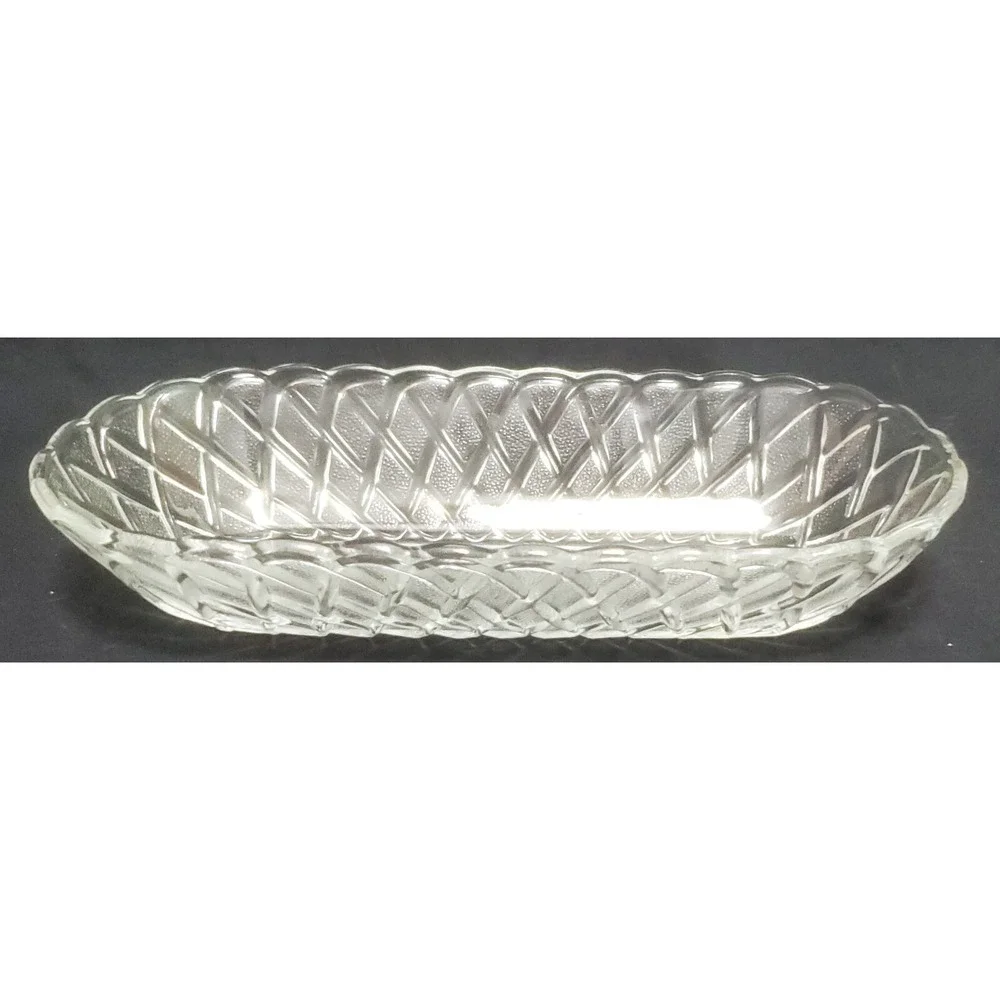 Vintage 1960s Indiana Glass Clear Basket Weave Candy Dish 10